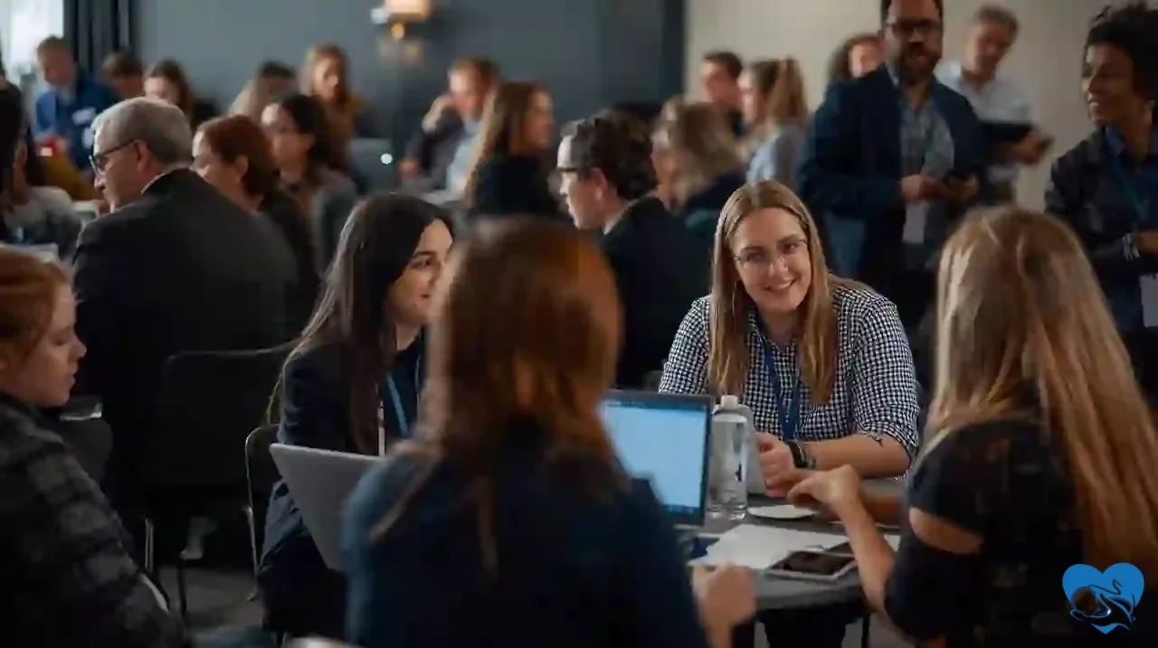 Networking event in Brazil with professionals meeting and talking